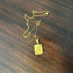 S initial non tarnishing Gold plated necklace